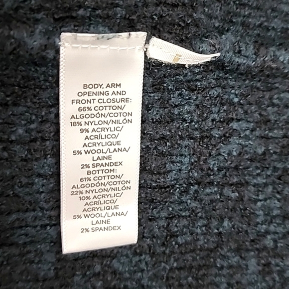 Loft  Long Open Front Vest Dark Teal Cotton Blend Cozy Soft Size Medium - Picture 7 of 10